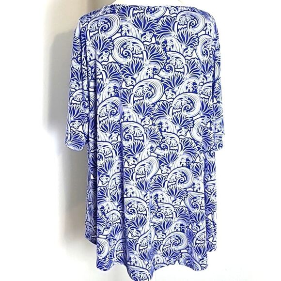 Chico's Blue & White Print Jersey Top, Size 3, XL/16 - Picture 5 of 9